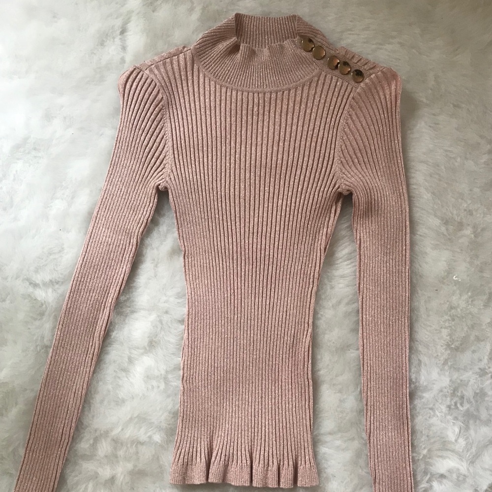 Inc International Concepts Pink & Gold Turtleneck